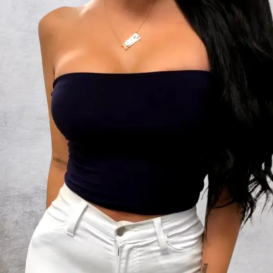 Kit Com 3 Top Cropped Faixa Tomara que caia