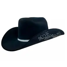 Chapéu Country Ana Castella 2.0 Arabesco Preto Bandinha de Strass
