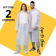 2 Capas de Chuva Grossa Longa Premium Transparente Reforçada Adulto Unissex Impermeável Reutilizável