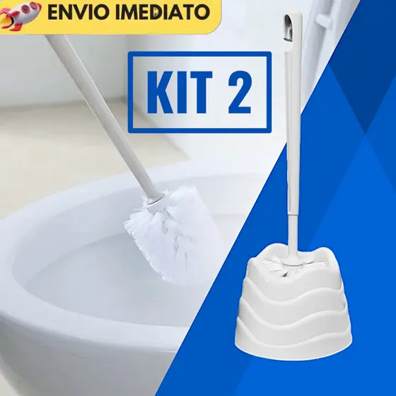 Escova Sanitária Limpeza Vaso com Suporte Base Plástica Banheiro WC Esfregão