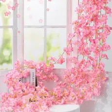 Corrente De Cerejeira Artificial 180cm Flores Decoração Decorativa Flor Planta Artificial Trepadeira