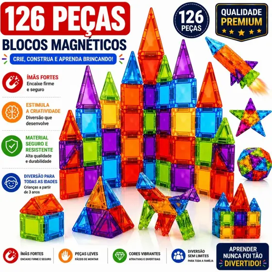 Blocos 3D Magnéticos De Montar Brinquedo Infantil Construção Educativo 3D Mini monta monta