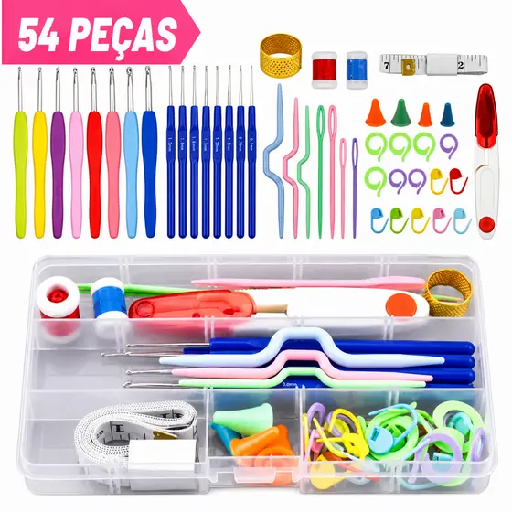 Kit Agulha Barbante Para Crochê Profissional C/12 ou 8 Peças agulhas