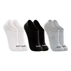 Kit 3 Unidades Meias Hoahi Invisivel Cano Baixo Algodao Masculina Feminina Antiderrapante