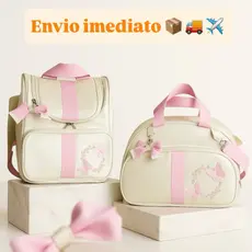 Bolsa Maternidade Kit 2 peças mamãe e bebê  Bordado Borboletas/ Safari / impermeável luxo / sintétic