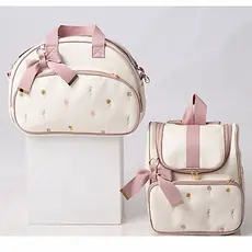 Kit Bolsa e mochila Maternidade 2 Peças Luxo Impermeável FLORAL Analu baby