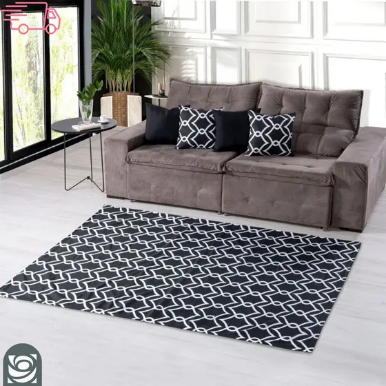 KIT TAPETE SALA QUARTO GEOMETRICO 1M X 1,40M + 04 CAPAS GORGURINHO 45CMX45CM COMPLETO
