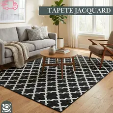Tapete Jacquard Antiderrapante Geométrico Sala Escritório Quarto
