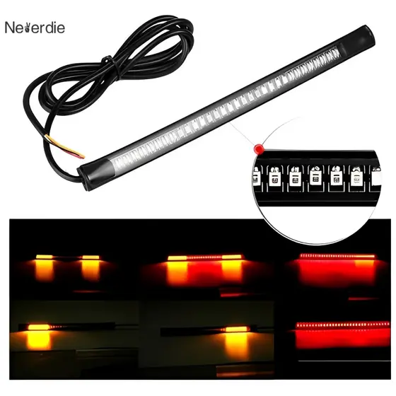 Lanterna De Freio E Pisca Fita 48 Led Moto Custom