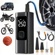 Inflador Portátil com Visor Digital | Controle de Pressão Automático | Baixo Ruído para Carro, Bicicleta e Brinquedos-M6