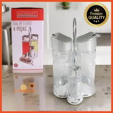 Kit Galheteiro com Azeiteiro, Vinagreiro, Saleiro e Pimenteiro de 4 Peças