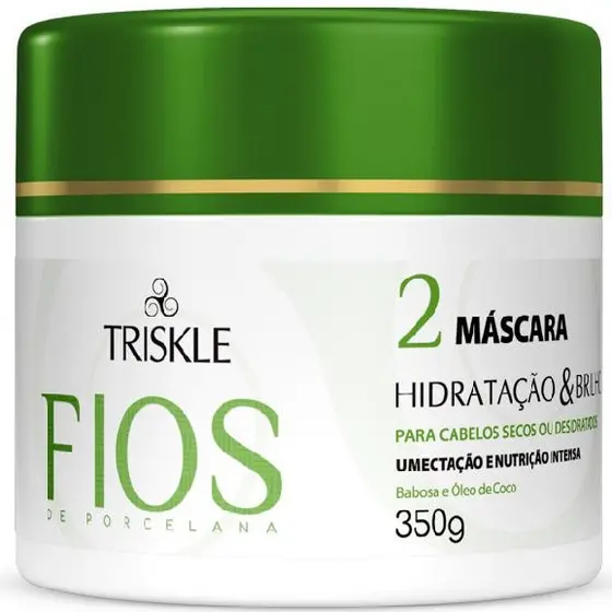 Triskle Fios Porcelana Máscara Tratamento Creme Hidratação Brilho Cabelos Secos Desidratados 300g