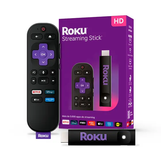 Roku Streaming Stick para TV HD e Full HD com Controle por Voz