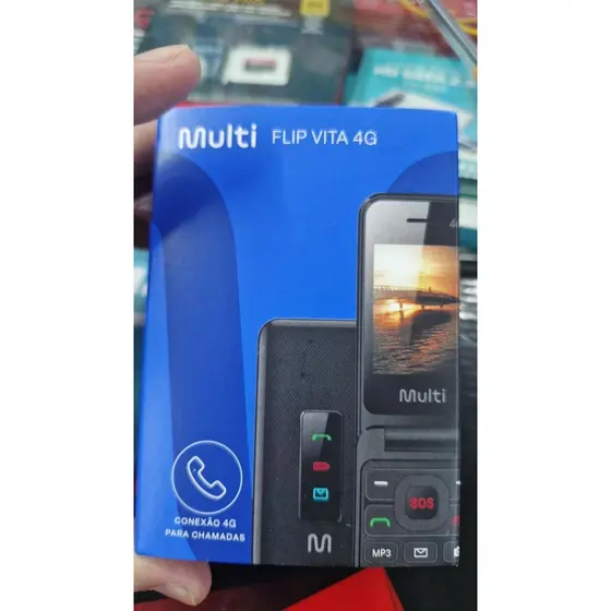 Celular idoso Flip Vita 4G Dual Chip rádio fm MP3 botão S.O.S Multi