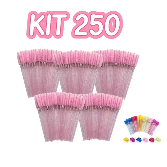 250 Escovinhas com glitter Alongamento de Cílios é Sobrancelha Descartável