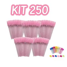 250 Escovinhas com glitter Alongamento de Cílios é Sobrancelha Descartável