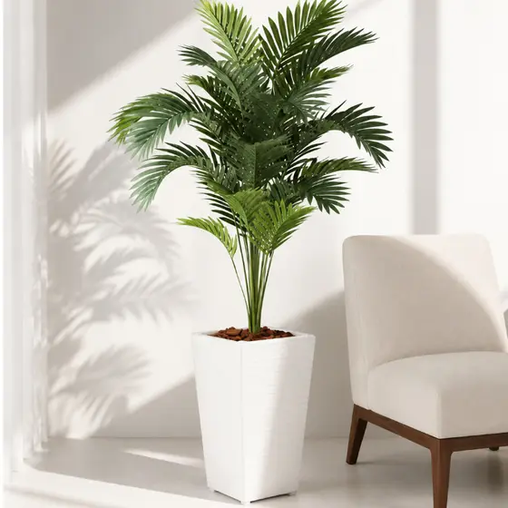 Palmeira Artificial Grande 1,15m com Vaso Decorativo – Planta Artificial Realista para Sala e  Escritório