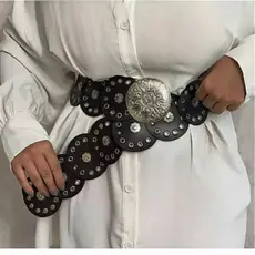 Cinto Feminino Boho Chique Redondo Lançamento Tendência com fivela grande