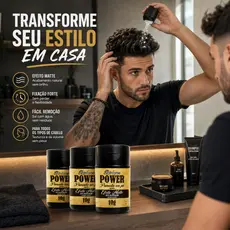 Pomada Em Pó Modeladora Para Penteados Efeito Matte Fixa Fácil Remoção Cabelos Barbaros Power Men