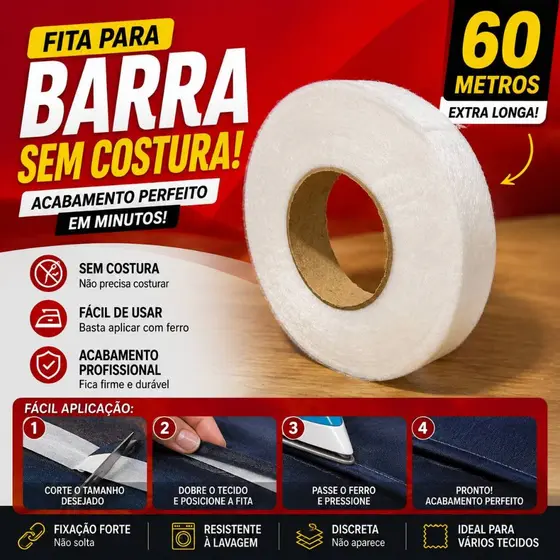 FITA BARRA SEM COSTURA! 60 metros bainha Barra Calça Jeans Roupa Bainha cortina Ferro tik tok instagram