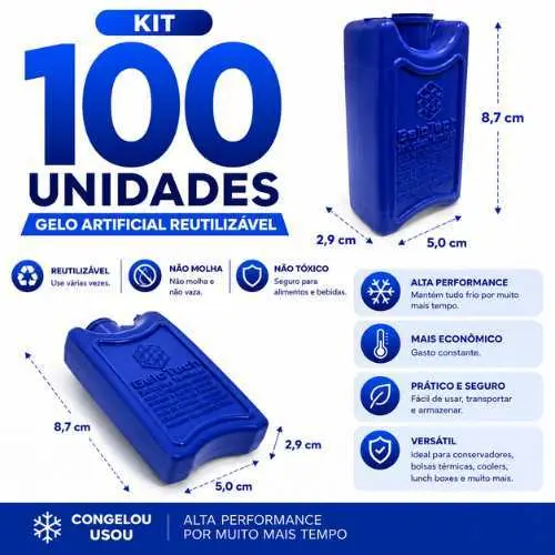Gelo em gel artificial reutilizavel rigido 100 ml 100 unidades placa bolsa gelox cooler transporte