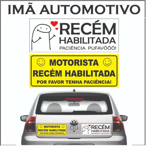 Adesivo para Carro Novo Habilitado Magnético Imantado Nova Habilitada