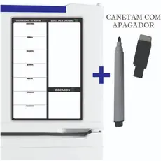 Imã de Geladeira Planner Semanal com Caneta com Apagador na Ponta