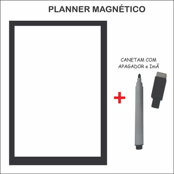 Imã de Geladeira Planner Liso com Caneta com Apagador na Ponta