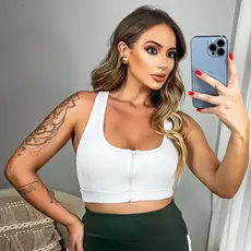 Top Academia Sutiã Esportivo com Ziper Frontal Fitness