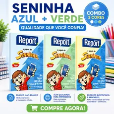 Papel Sulfite A4 Senninha – 100 Folhas – Combo 3 Cores – Suzano – Para Escola, Impressão e Estudo