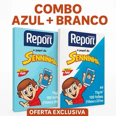 Combo 2 Pacotes Papel Sulfite Senninha A4 75g/m² – 100 folhas (Branco + Azul)