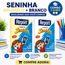Combo Papel Senninha Amarelo + Branco – A4 100 Folhas – Sulfite 75g Suzano