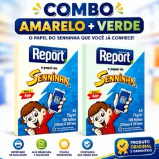 Combo 2 Cores Senninha Suzano – Papel A4 100 Folhas – Amarelo + Verde – Sulfite 75g Suzano Escolar Escritório