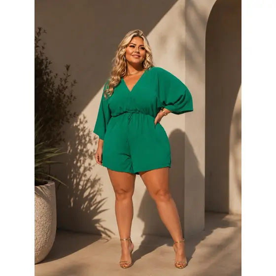 Macaquinho Plus Size Macacão Feminino Grande Conjunto Feminino Tamanho Plus