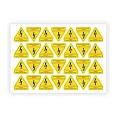 Cartela de adesivos personalizados em vinil - Risco de Choque Elétrico (Desenho raio ou desenho raio + 220V) amarelo