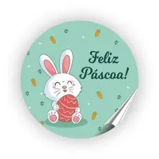 Adesivos Redondos 4cm Feliz Páscoa 140un para embalagens, caixas, presentes, decoração, ovo de páscoa, bolos, biscoitos