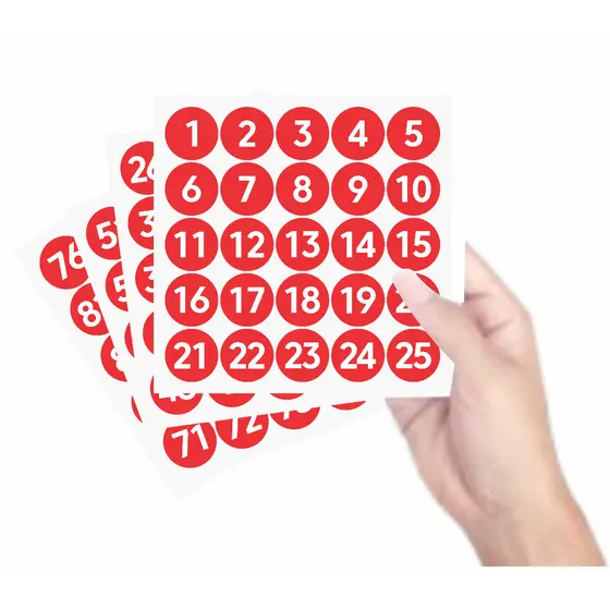 Adesivos Personalizados Com Números 1 a 100 Redondo 2,5cm Carro Armário Mesa Vidro Brinquedo identificação em geral