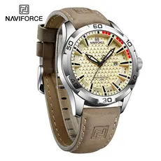 NAVIFORCE 8023 Relógios Esportivos Masculinos De Marca De Luxo Homens Militares De Quartzo Com Bracelete De Couro Original À Prova D'água Para