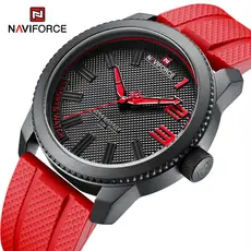 NAVIFORCE 9202T Relógios De Pulso Masculinos Simples Casual Silicone Vermelho De Quartzo À Prova D'água Relógio Marca De Moda
