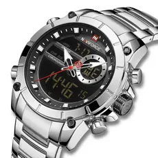 Naviforce Moda Esporte Chronograph Quartz Men Watch Strap Aço À Prova D 'Água Dupla Afixação Relógio Masculino