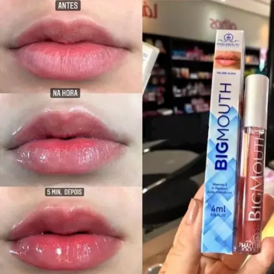 Gloss Labial Big Mouth Phallebeauty Efeito Volume Ácido Hialurônico Incolor