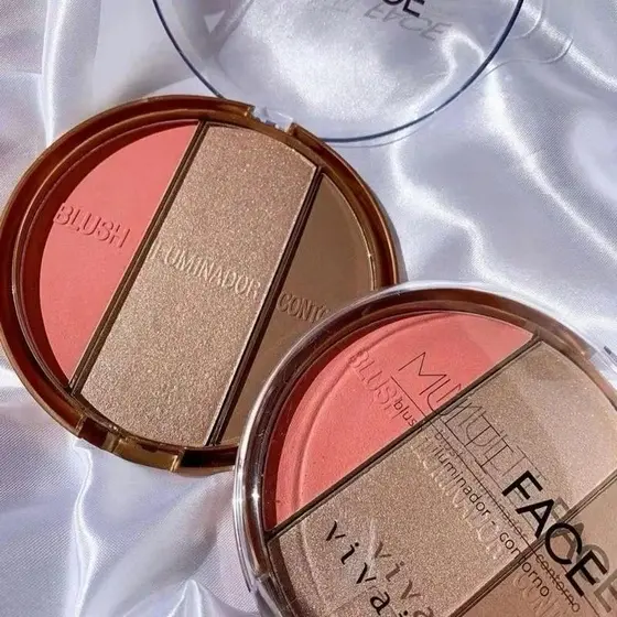 Paleta 3 em 1 Multi Face Vivai Blush Iluminador Contorno