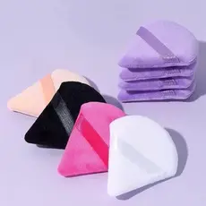 Kit Esponjinhas Triangulares de Algodão Veludo para Maquiagem e Acabamento de Pele