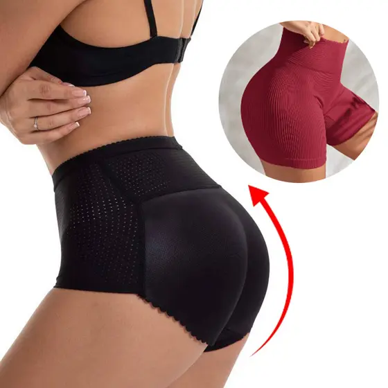 Calcinha Modeladora com Preenchimento Bumbum Empina Cintura Média ou Baixa Bege e Preto M L XL