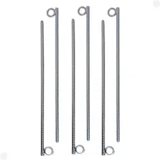 Estaca de Aço Galvanizado 60 cm 6mm com Argolas para Jardinagem e Barracas 6 Unidades