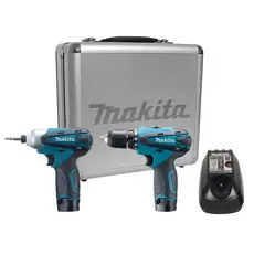 Combo Kit com Parafusadeira e Furadeira de Impacto Makita a Bateria com Maleta de Aluminio LCT204
