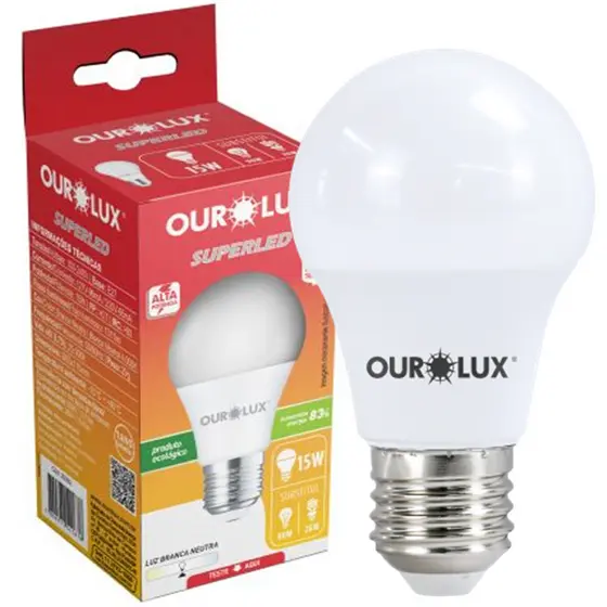 Kit 10 Lampada Bulbo Superled 15w Luz Neutra 4000K Bivolt E27