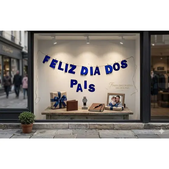 Faixa Frase Feliz Dia Dos Pais EVA Azul Letra Para Varal Decoração Festa