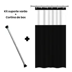 Cortina Box em PVC Para Banheiro Anti Mofo Com Ganchos Varias Cores + Suporte de cortina