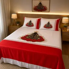 Jogo de Cama Nossa Senhora Aparecida Casal Macia Estampado Religioso Luxo 100% poliester
